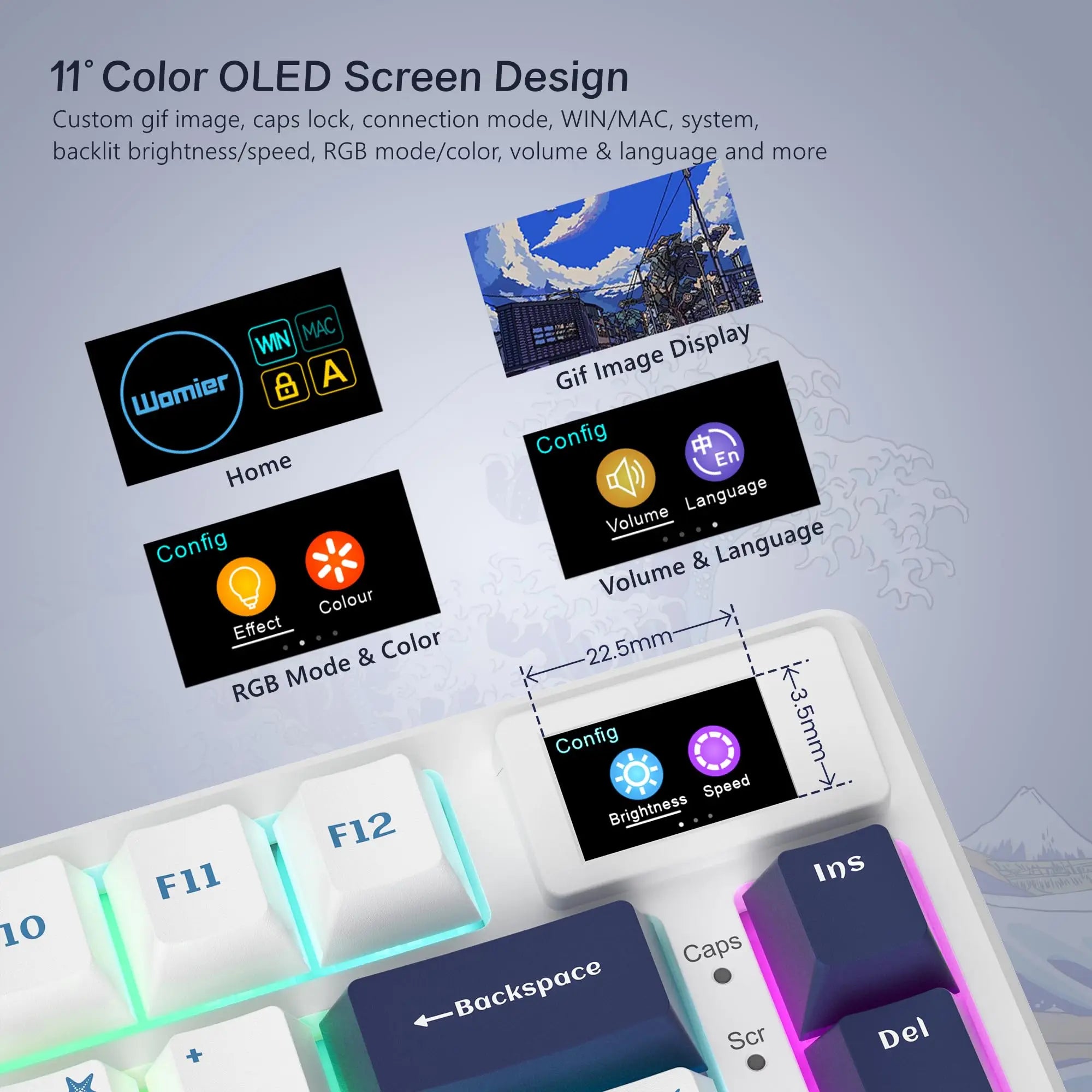 S-K80 75% Coral Sea Keyboard with OLED Display Mechanical Gaming Keyboard Hot Swap Keyboard Gasket RGB Custom Keyboard