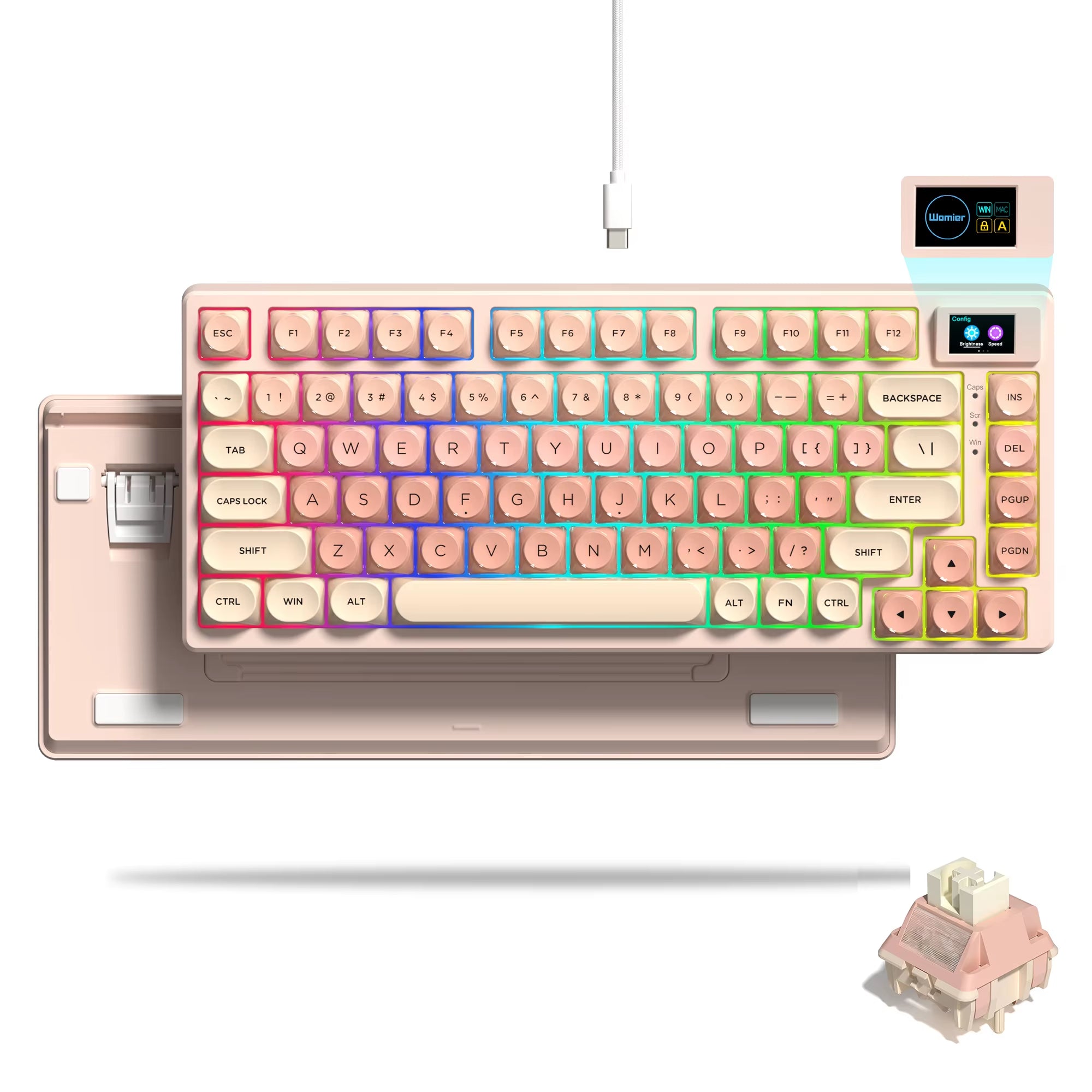 S-K80 75% Coral Sea Keyboard with OLED Display Mechanical Gaming Keyboard Hot Swap Keyboard Gasket RGB Custom Keyboard