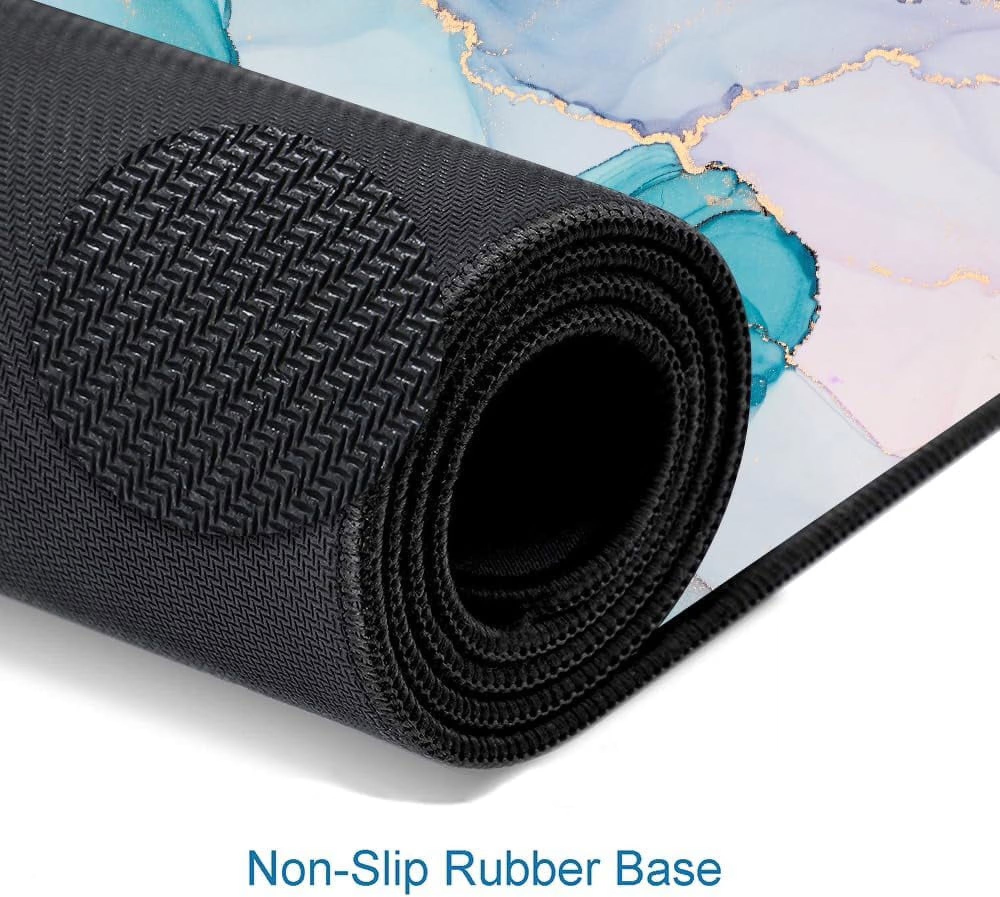 Large Gaming Mouse Pad with Stitched Edges, Blue Marble Desk Mat, Extended XL Keyboard Pad, Non-Slip Rubber Base Desk Pad for Keyboard and Mouse, 31.5X11.8 Inch