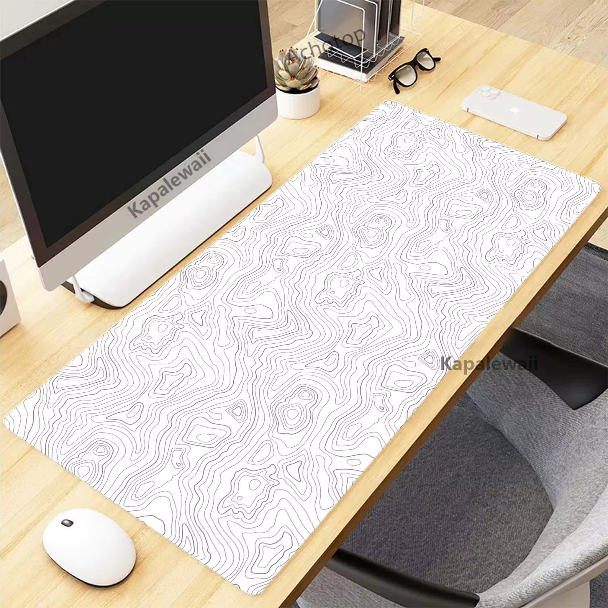 Elevate Your Gaming Experience with the Black and White Topographic Map XXL Mouse Pad – Perfect for Gamers and Creatives Alike!