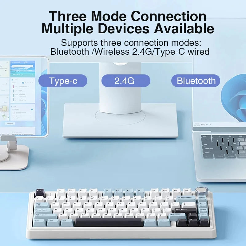 F75 Mechanical Keyboard Wired/2.4G Wireless/Bluetooth RGB PBT 75% Layout OEM Profile Gasket Customized Pc Gaming Keyboard