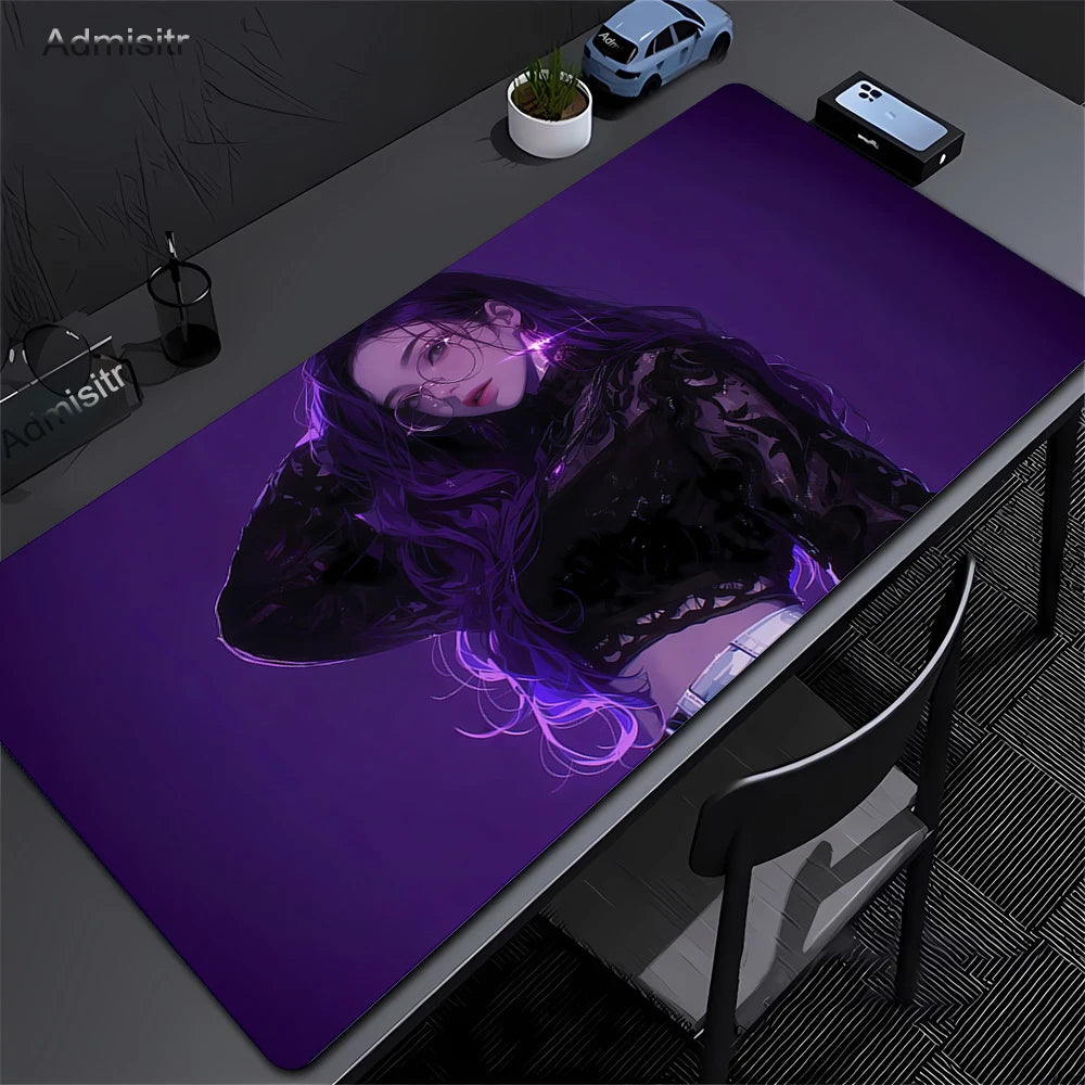XXL Mouse Pad PC Purple Anime Girl Gamer Mousepad Laptop Computer Keyboard Accessories Mouse Mat Rug Extended Desk Mats 50X100Cm