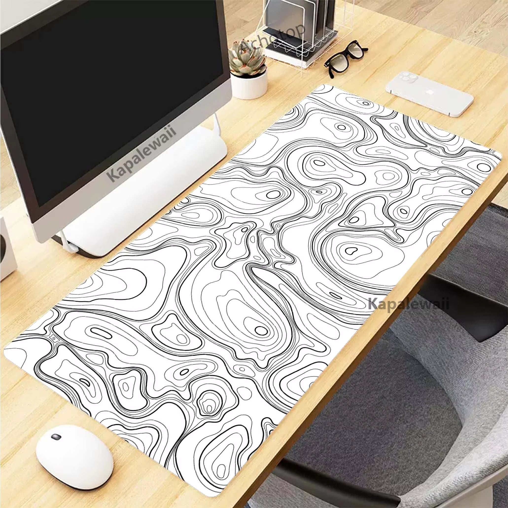 Elevate Your Gaming Experience with the Black and White Topographic Map XXL Mouse Pad – Perfect for Gamers and Creatives Alike!