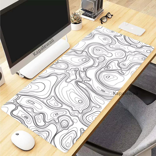 Elevate Your Gaming Experience with the Black and White Topographic Map XXL Mouse Pad – Perfect for Gamers and Creatives Alike!