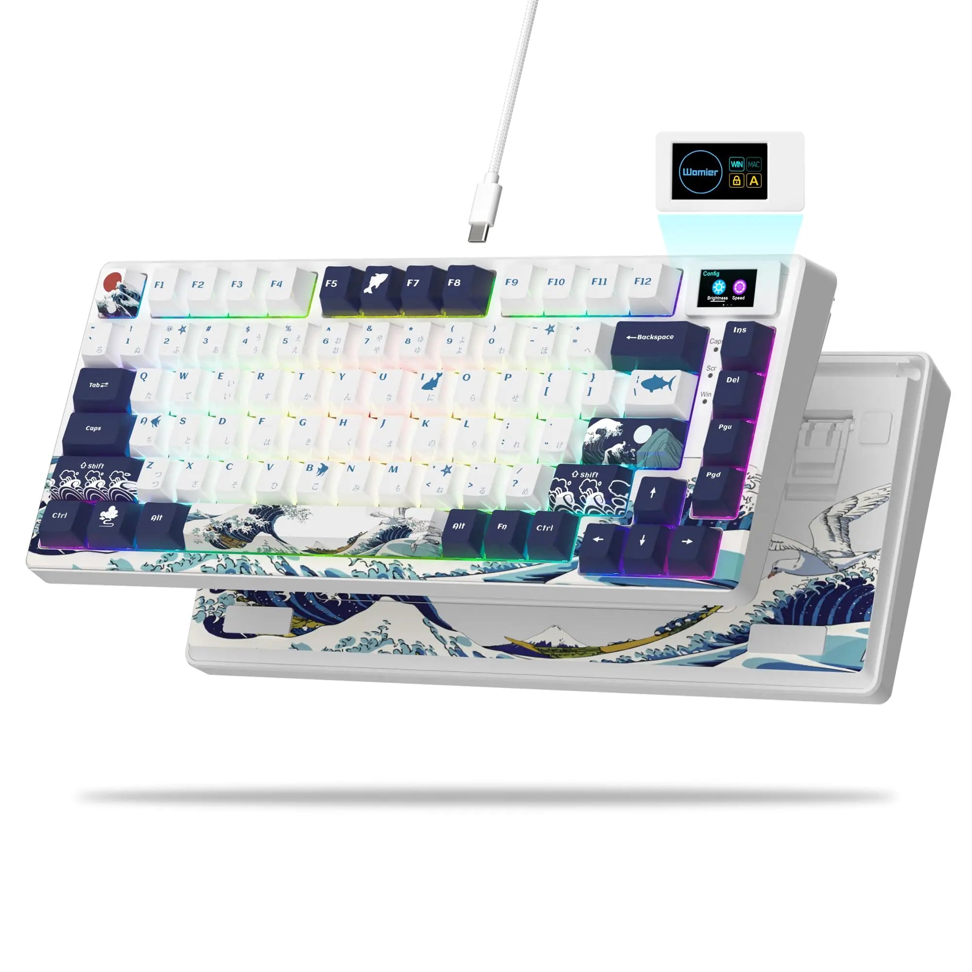 S-K80 75% Coral Sea Keyboard with OLED Display Mechanical Gaming Keyboard Hot Swap Keyboard Gasket RGB Custom Keyboard