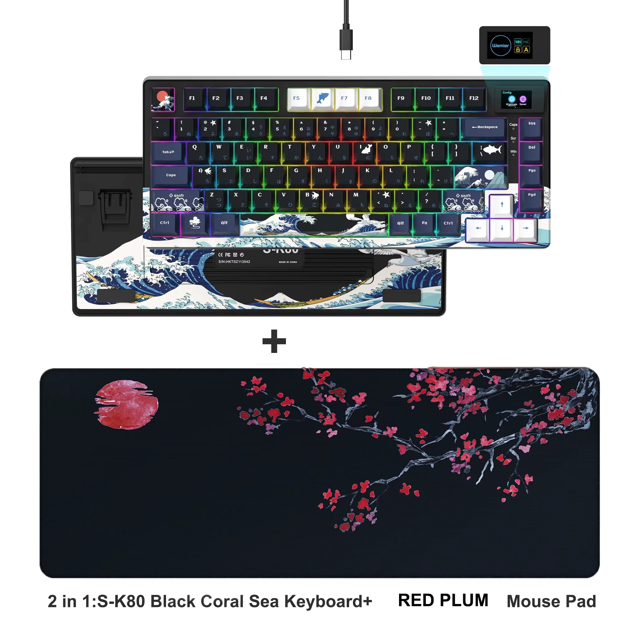 S-K80 75% Coral Sea Keyboard with OLED Display Mechanical Gaming Keyboard Hot Swap Keyboard Gasket RGB Custom Keyboard