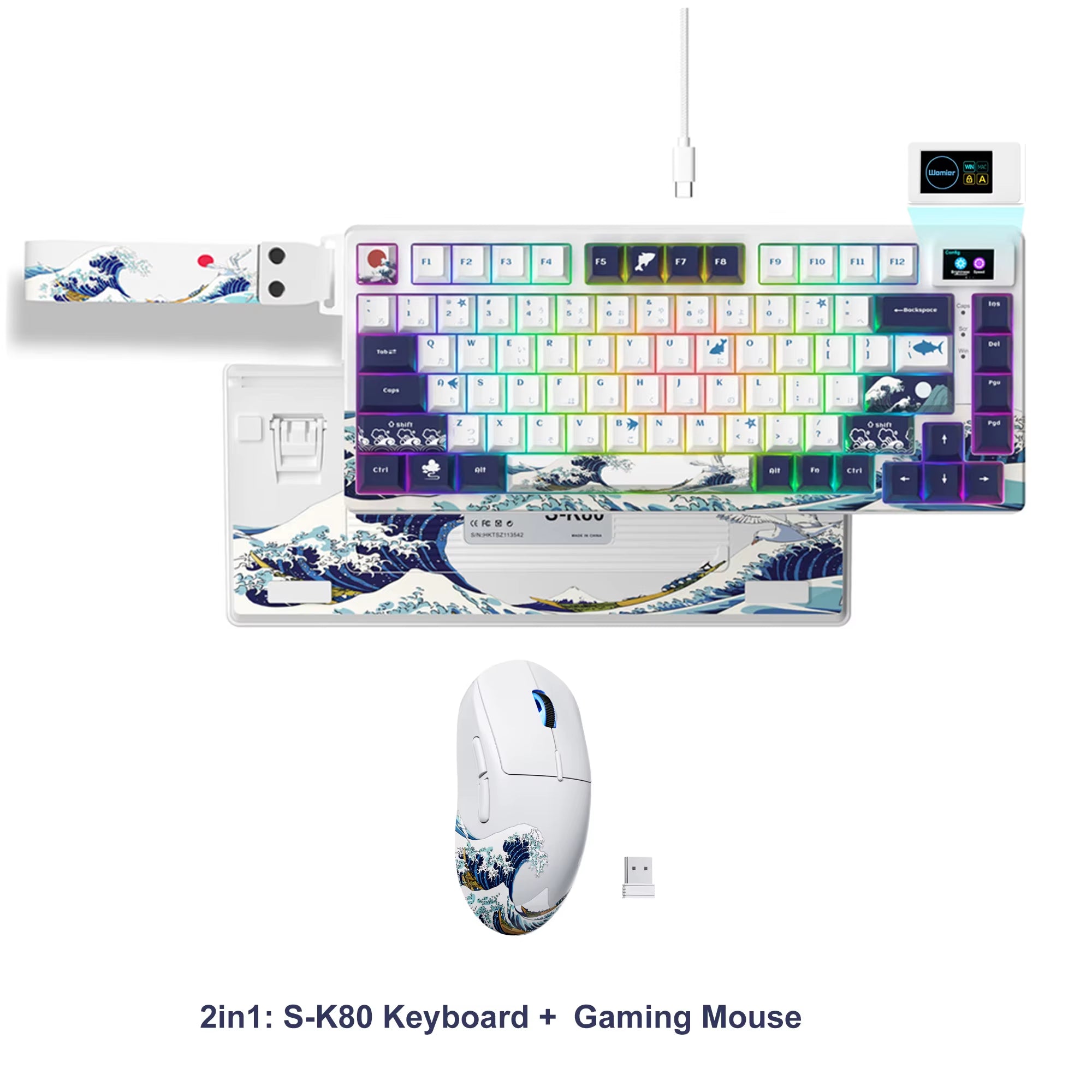 S-K80 75% Coral Sea Keyboard with OLED Display Mechanical Gaming Keyboard Hot Swap Keyboard Gasket RGB Custom Keyboard