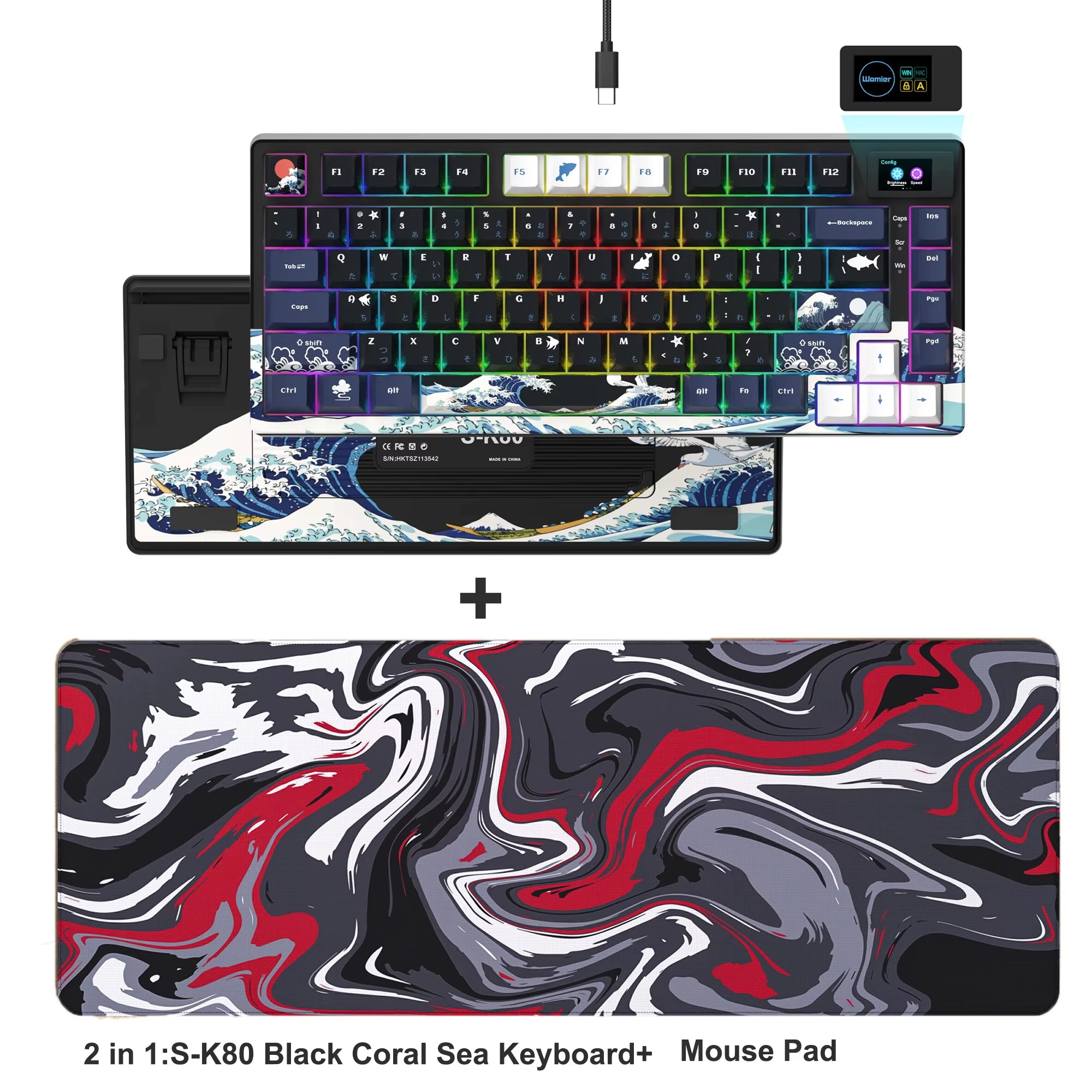 S-K80 75% Coral Sea Keyboard with OLED Display Mechanical Gaming Keyboard Hot Swap Keyboard Gasket RGB Custom Keyboard