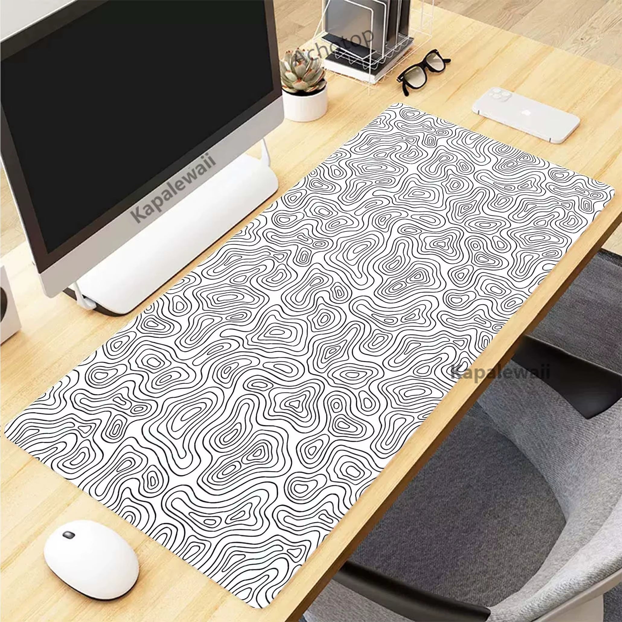 Elevate Your Gaming Experience with the Black and White Topographic Map XXL Mouse Pad – Perfect for Gamers and Creatives Alike!
