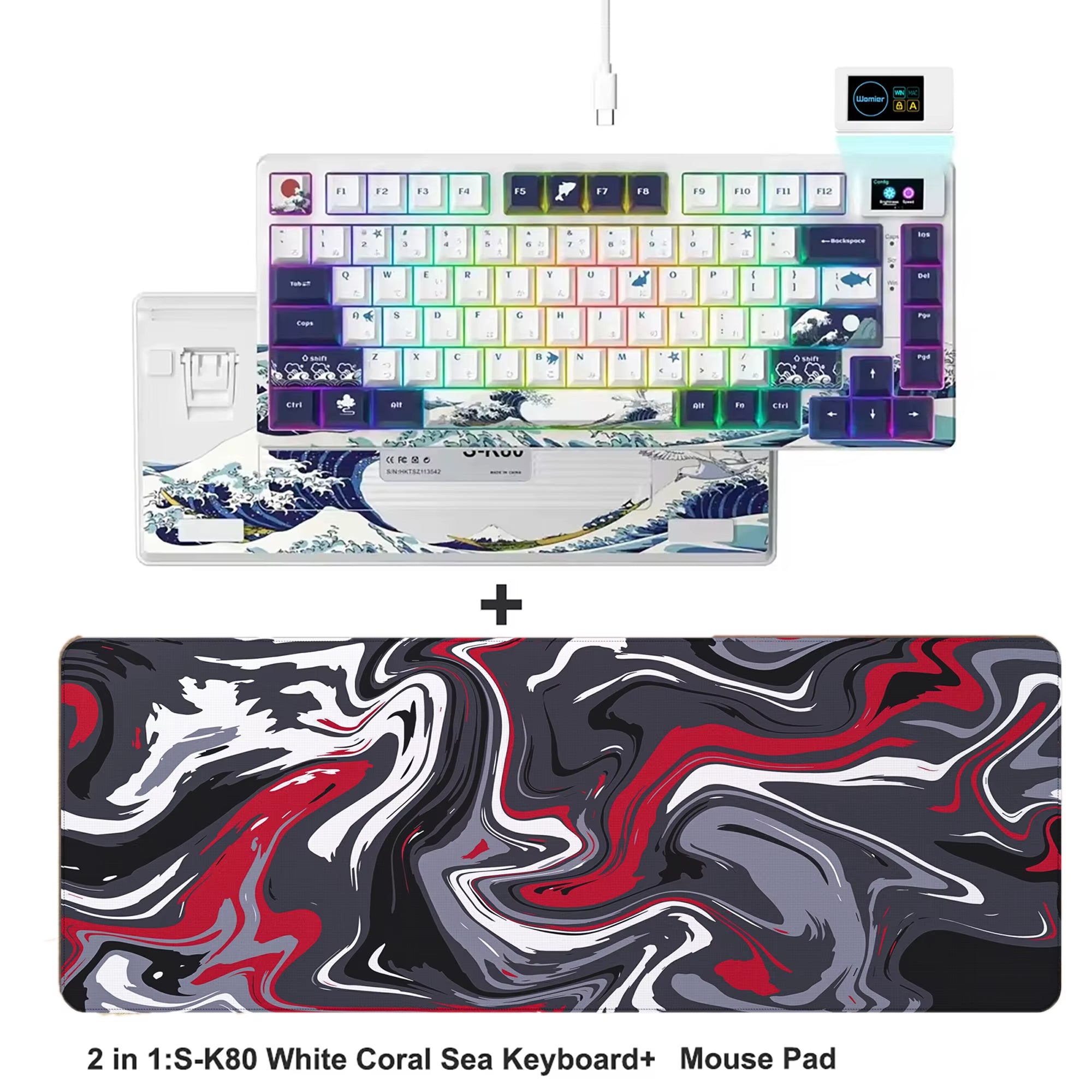 S-K80 75% Coral Sea Keyboard with OLED Display Mechanical Gaming Keyboard Hot Swap Keyboard Gasket RGB Custom Keyboard