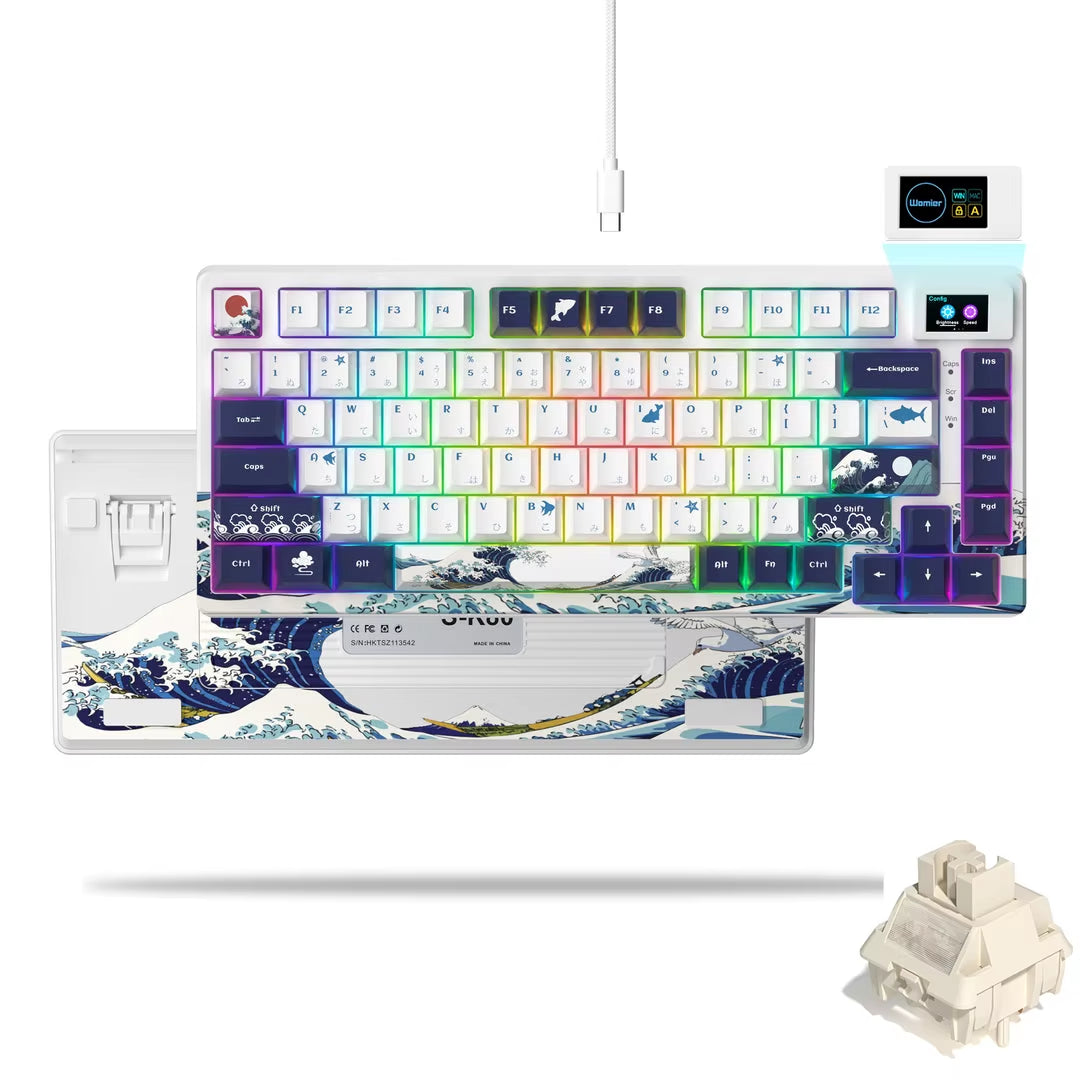 S-K80 75% Coral Sea Keyboard with OLED Display Mechanical Gaming Keyboard Hot Swap Keyboard Gasket RGB Custom Keyboard