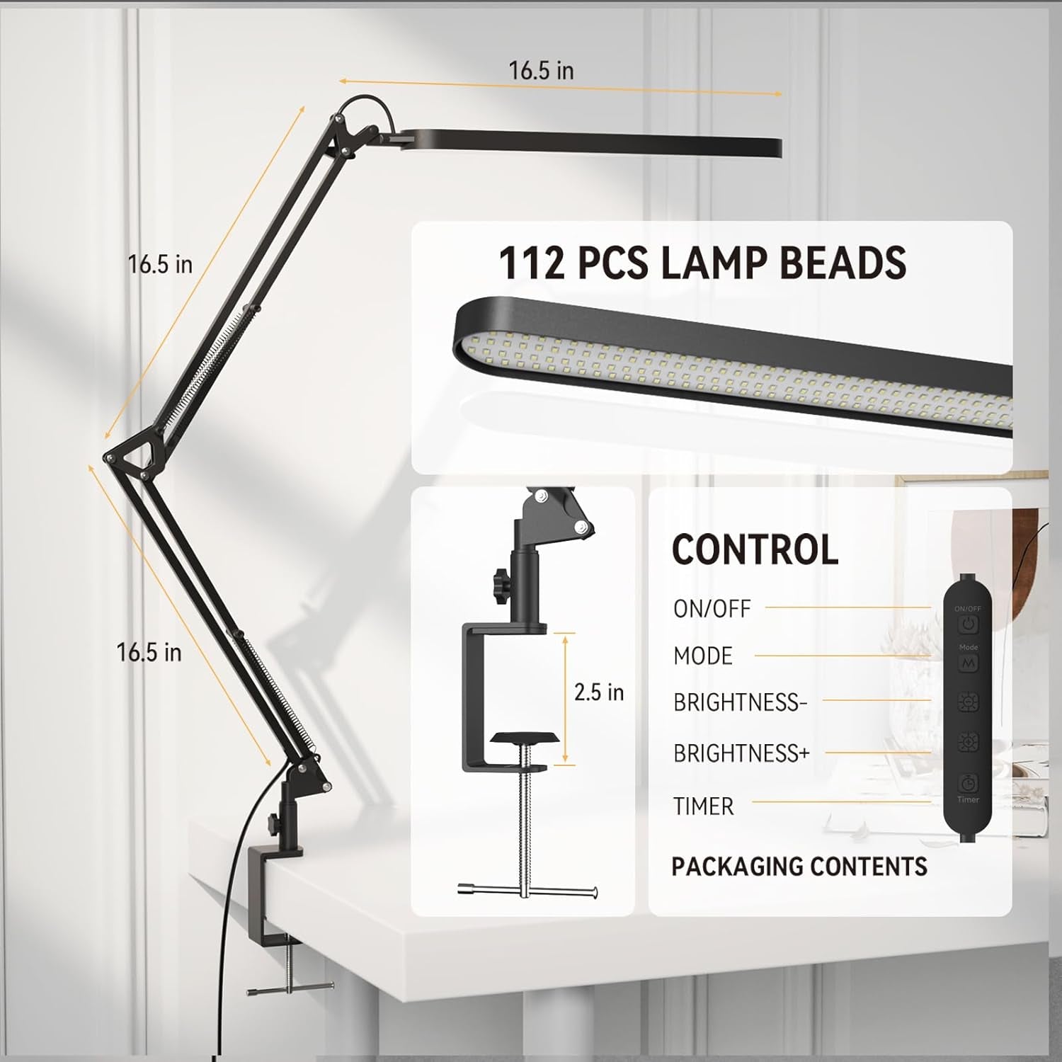 Led Desk Lamp - Desk Light for 31.5" Tall - 5 Color Modes X 11 Brightness Levels