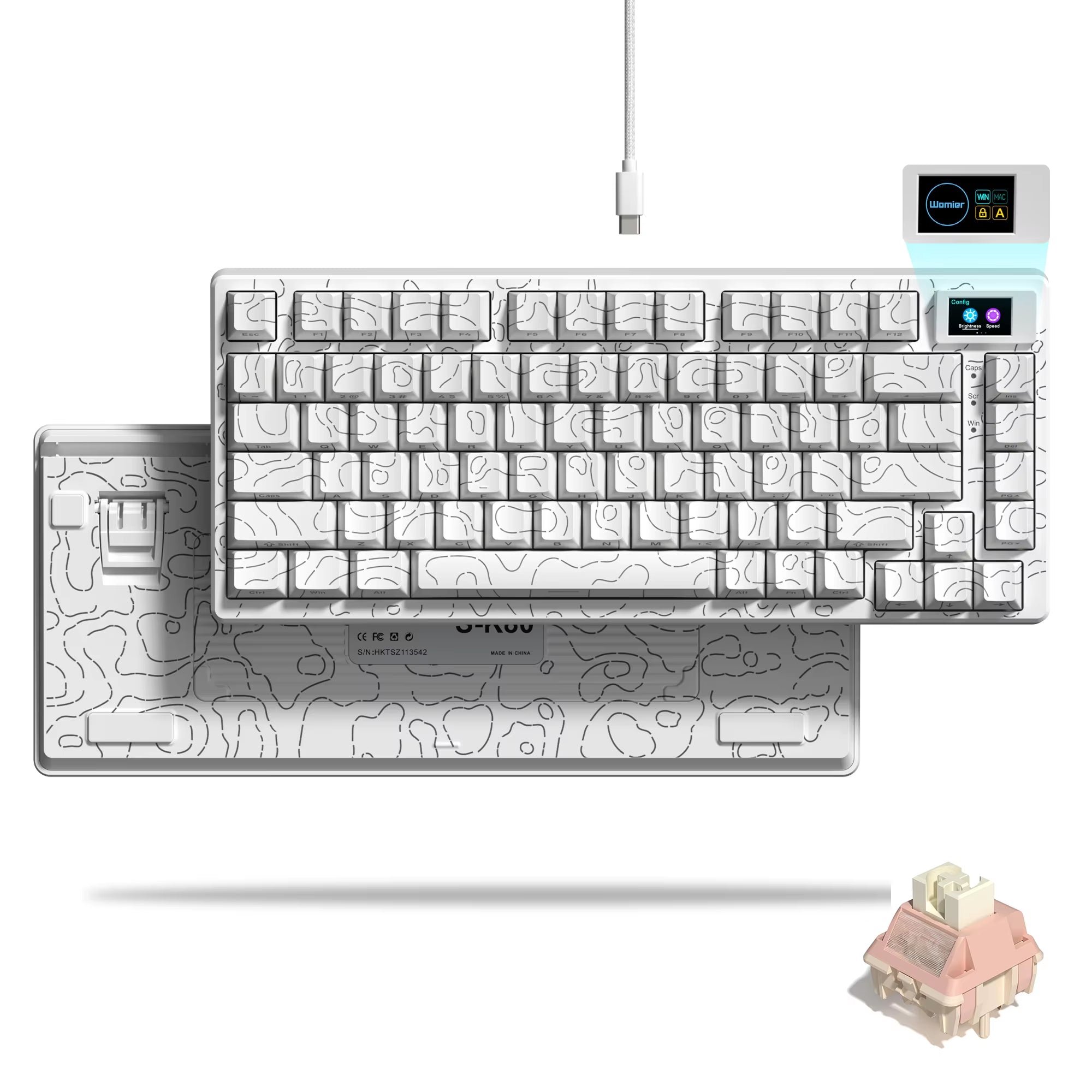 S-K80 75% Coral Sea Keyboard with OLED Display Mechanical Gaming Keyboard Hot Swap Keyboard Gasket RGB Custom Keyboard