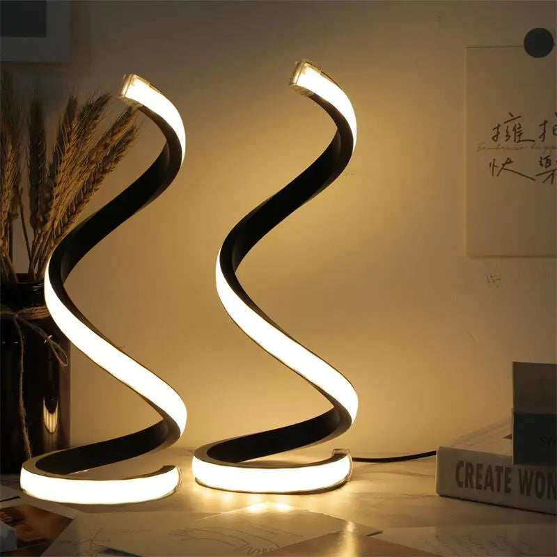 2Pcs Creative Spiral Three-Color Adjustable LED Desk Lamp, Three-Color Dimming, Soft Lighting, Eye-Friendly and Comfortable, Suitable for Bedroom, Living Room, Bathroom, and Home Decor, Usb-Powered