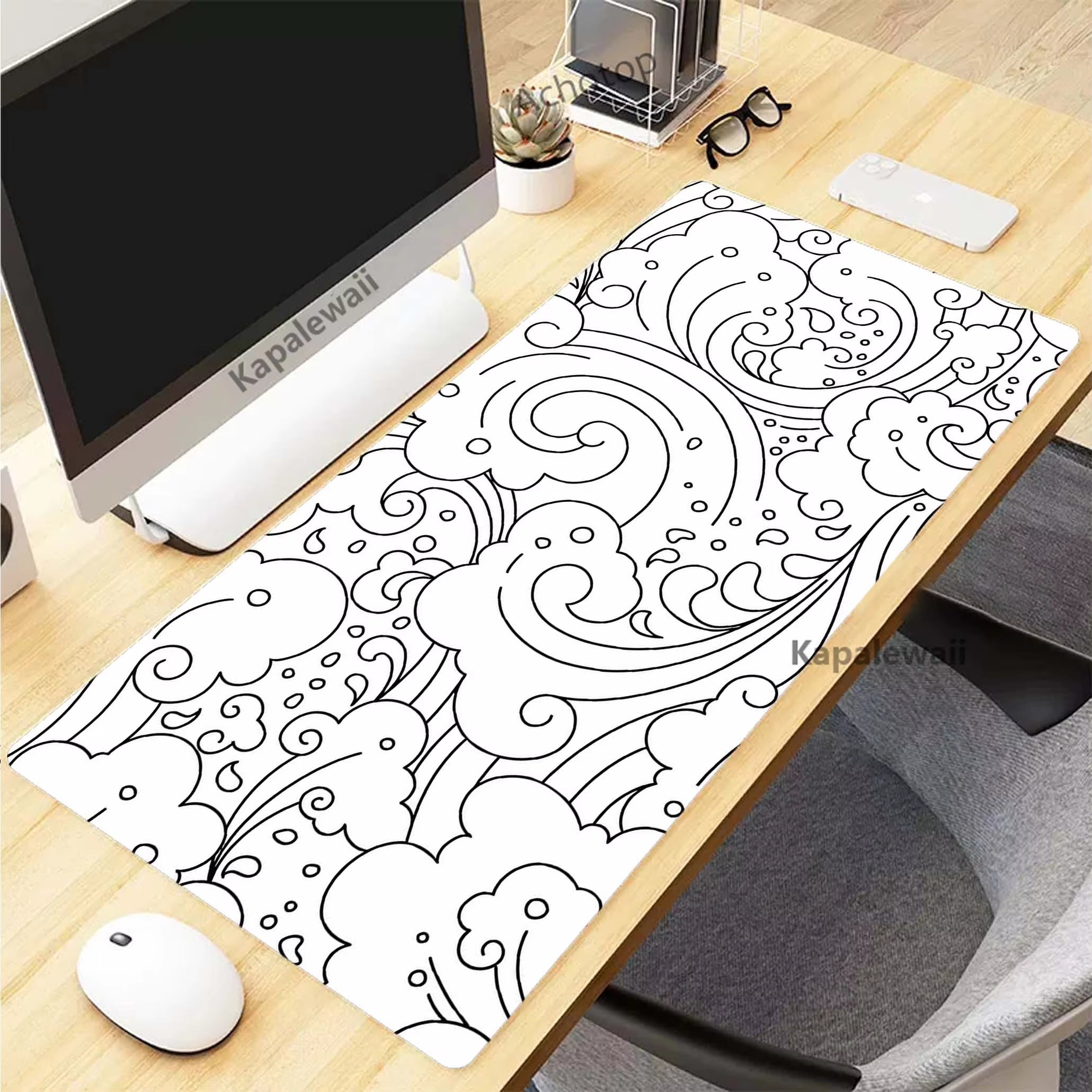 Elevate Your Gaming Experience with the Black and White Topographic Map XXL Mouse Pad – Perfect for Gamers and Creatives Alike!