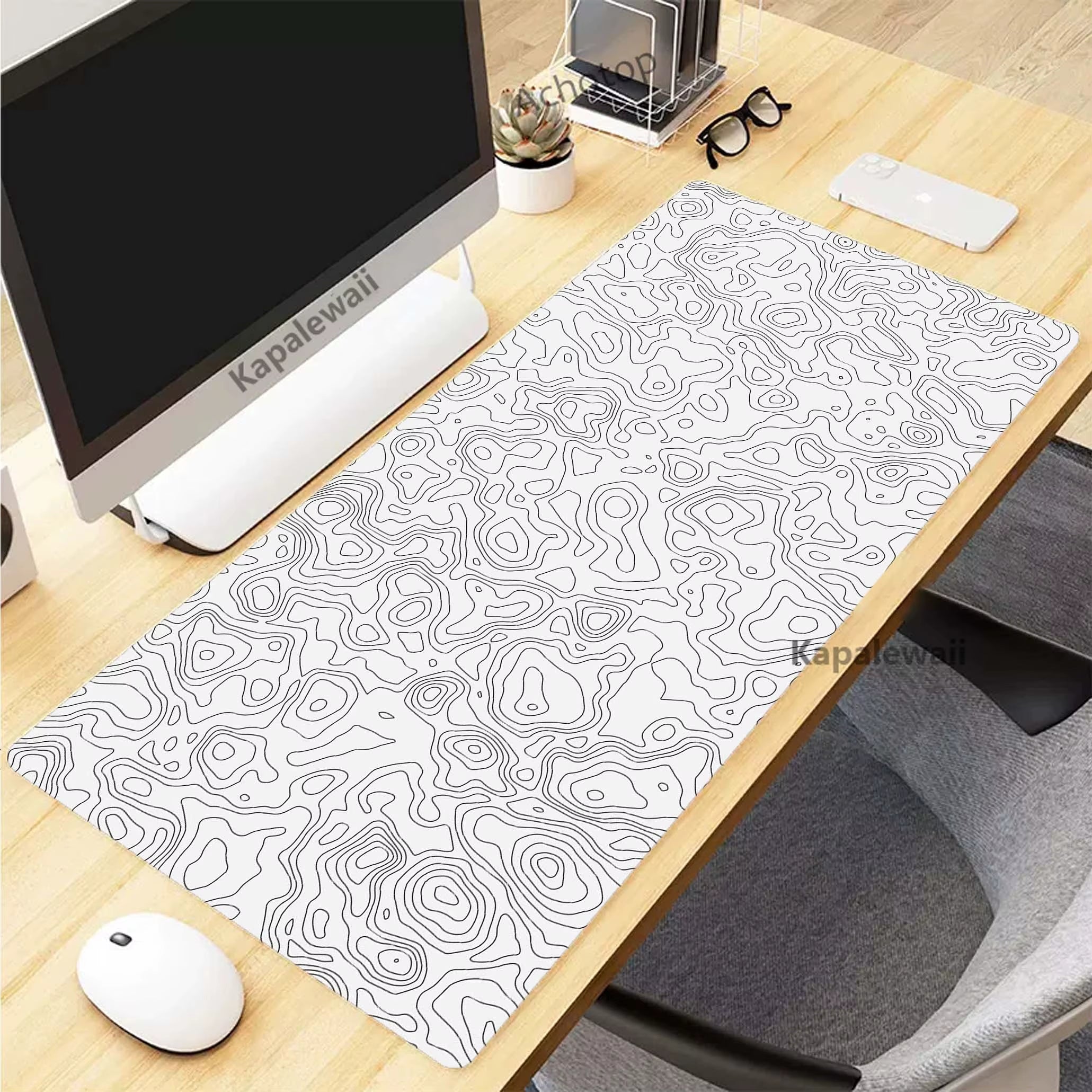 Elevate Your Gaming Experience with the Black and White Topographic Map XXL Mouse Pad – Perfect for Gamers and Creatives Alike!