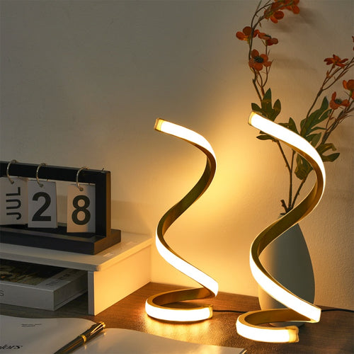 2Pcs Creative Spiral Three-Color Adjustable LED Desk Lamp, Three-Color Dimming, Soft Lighting, Eye-Friendly and Comfortable, Suitable for Bedroom, Living Room, Bathroom, and Home Decor, Usb-Powered