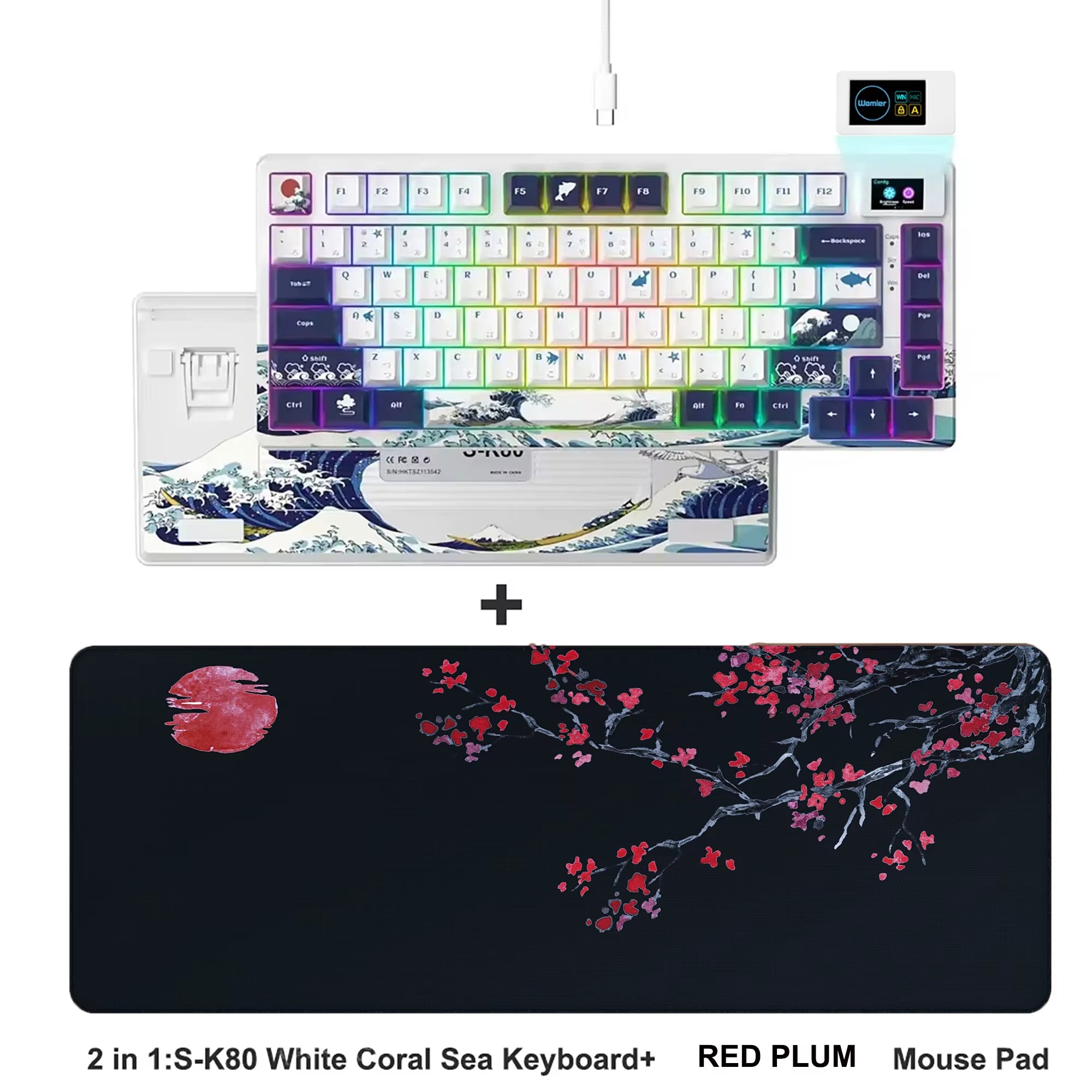 S-K80 75% Coral Sea Keyboard with OLED Display Mechanical Gaming Keyboard Hot Swap Keyboard Gasket RGB Custom Keyboard