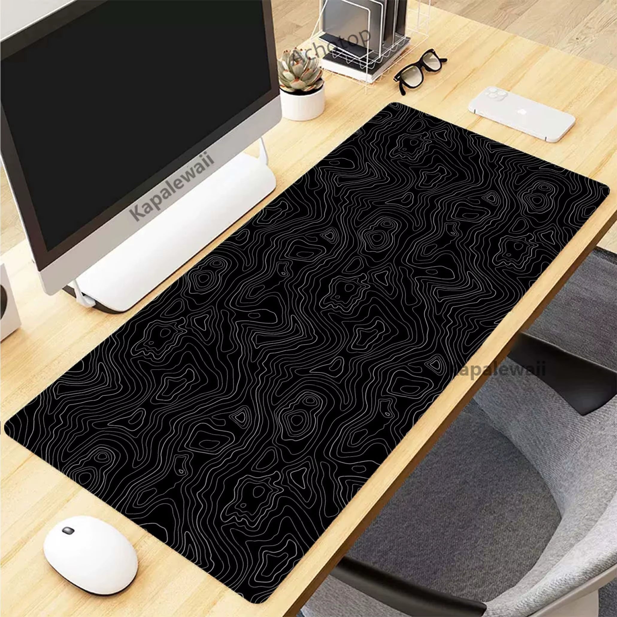Elevate Your Gaming Experience with the Black and White Topographic Map XXL Mouse Pad – Perfect for Gamers and Creatives Alike!