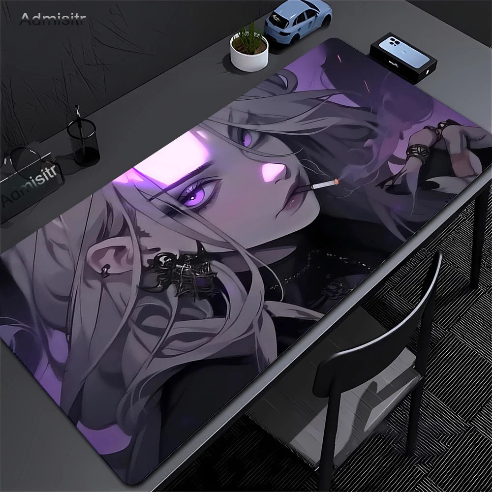 XXL Mouse Pad PC Purple Anime Girl Gamer Mousepad Laptop Computer Keyboard Accessories Mouse Mat Rug Extended Desk Mats 50X100Cm